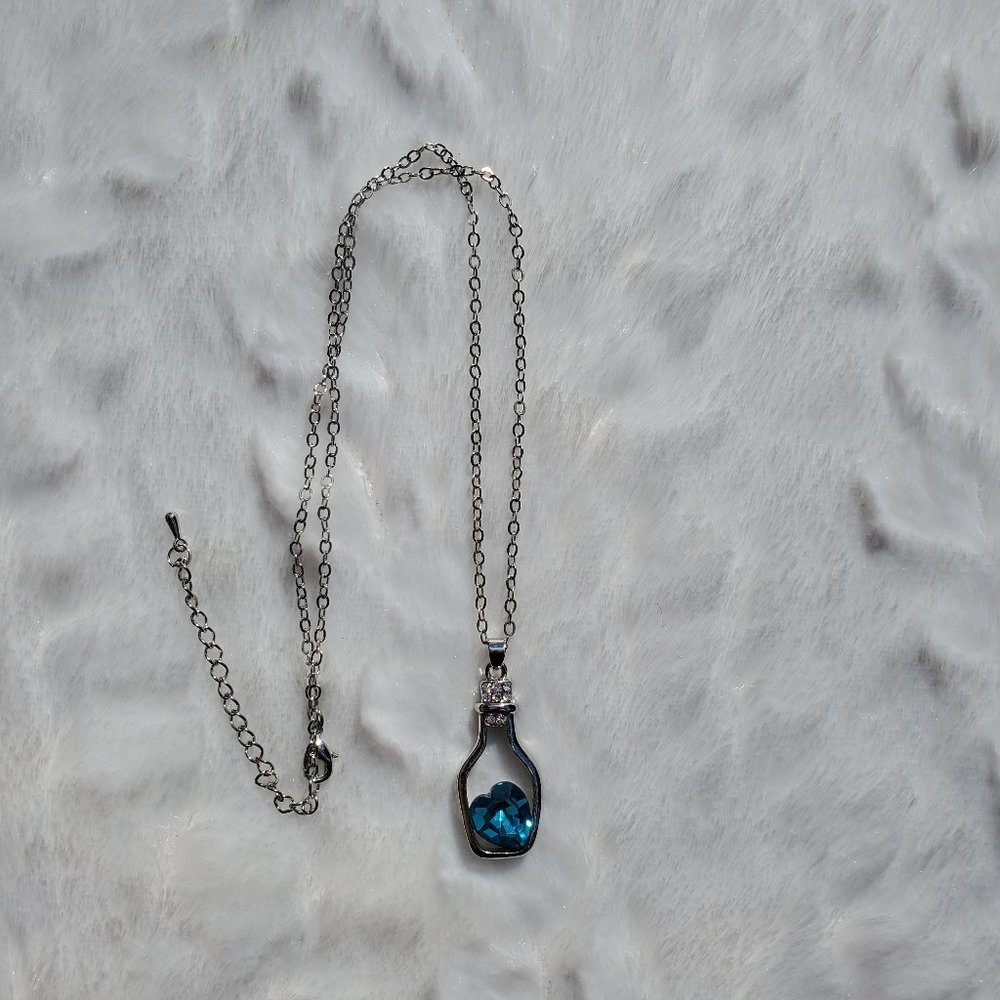 Blue Topaz Wine Bottle Birthstone Necklace